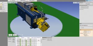 Tube bending simulation with a rotary head shows how t project software eliminates collisions