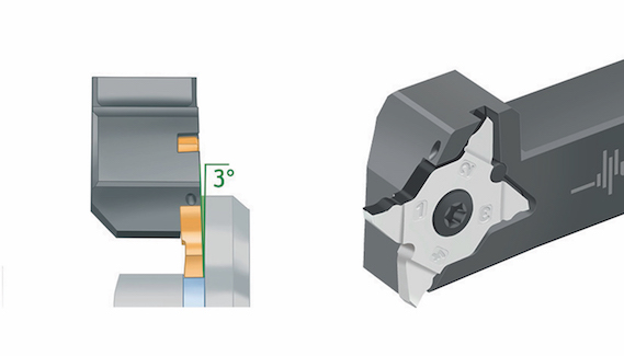 Walter USA’s (Waukesha, WI) G4014-P toolholder and MX22-2L/R indexable inserts