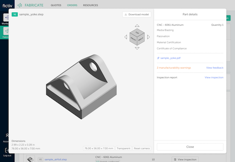 Fictiv’s digital manufacturing platform