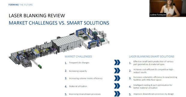 Schuler, Justine Fonteyne, laser blanking lines, die-free blanking, EV market, Dynamic Flow Technology, DFT, laser cutting systems, laser blanking lines, Track & Trace solution, Carla Bailo