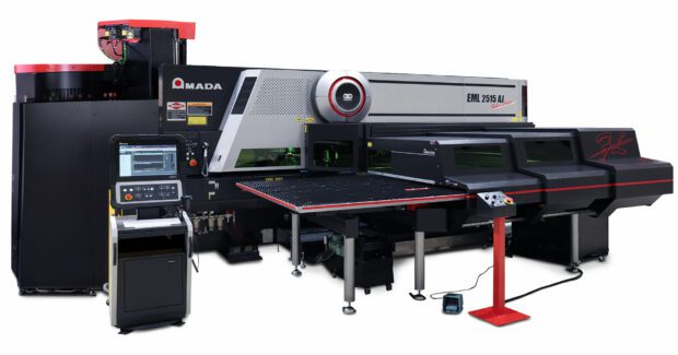 AMADA America Inc., AMADA America, EML 2515 AJ, multi-purpose turret, fiber laser, EML, EML 2515 AJ + PDC, automated Punch and Die Changer, punching and laser cutting functions, punching, laser cutting, single-function punching machine, punches and dies, EML-AJ Series, EML-AJ